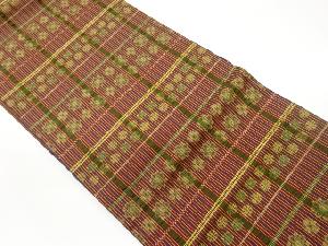 縞に格子・花々模様織出し名古屋帯